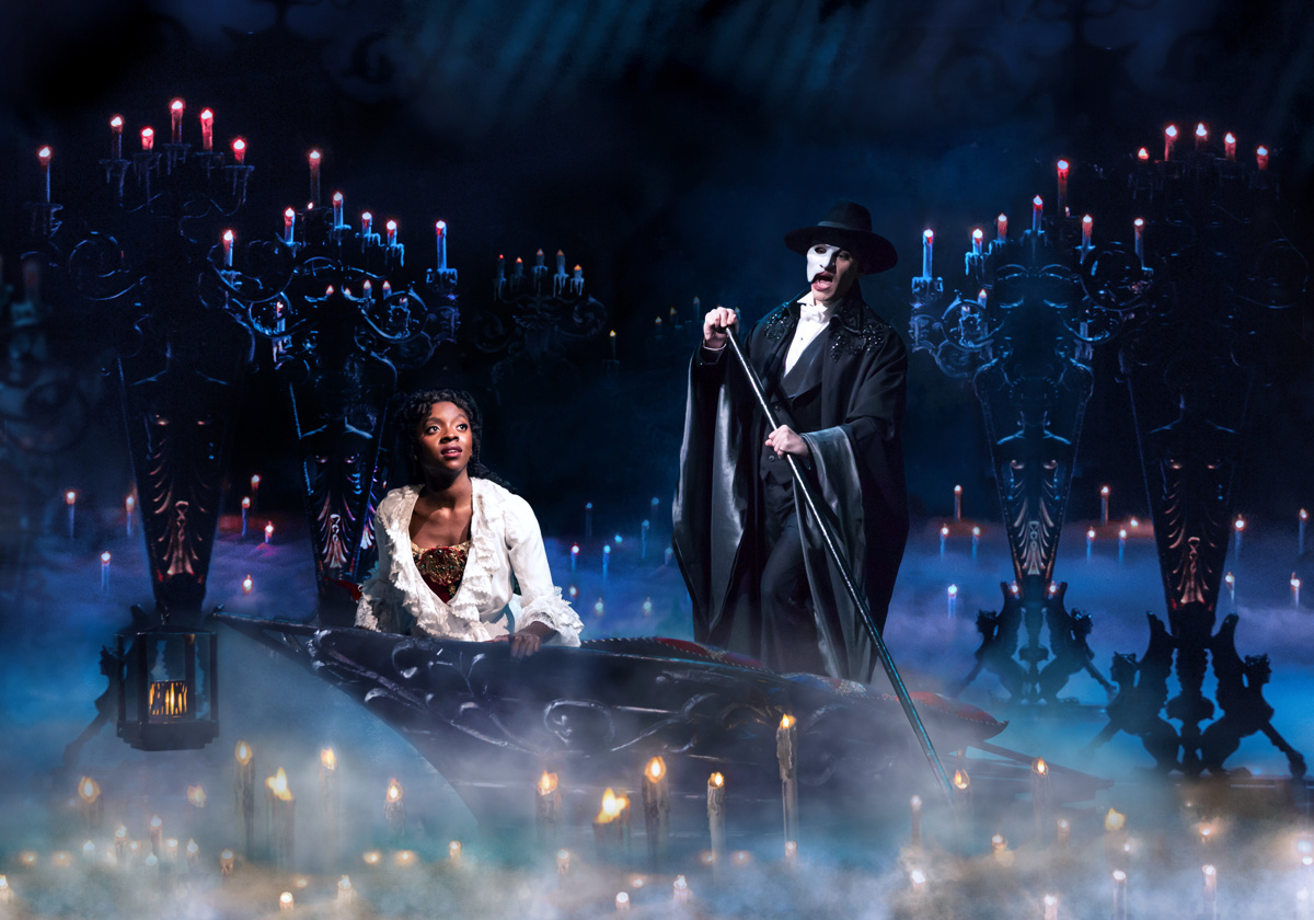 Emilie Kouatchou as Christine and Ben Crawford as The Phantom in The Phantom of the Opera. © Matthew Murphy