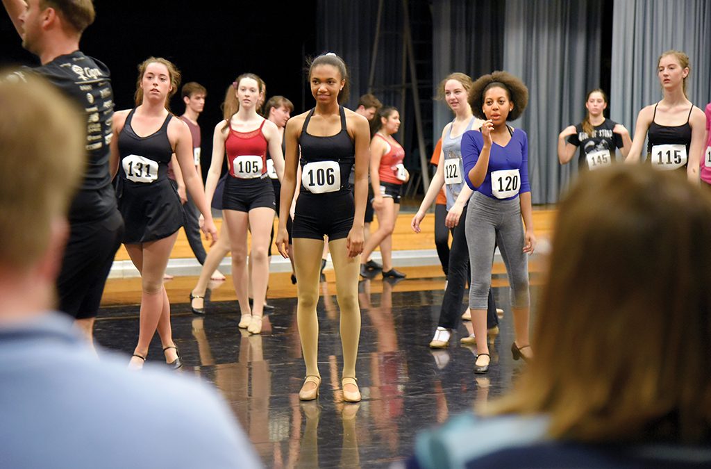 Thespians prepare for the college dance audition at the International Thespian Festival.