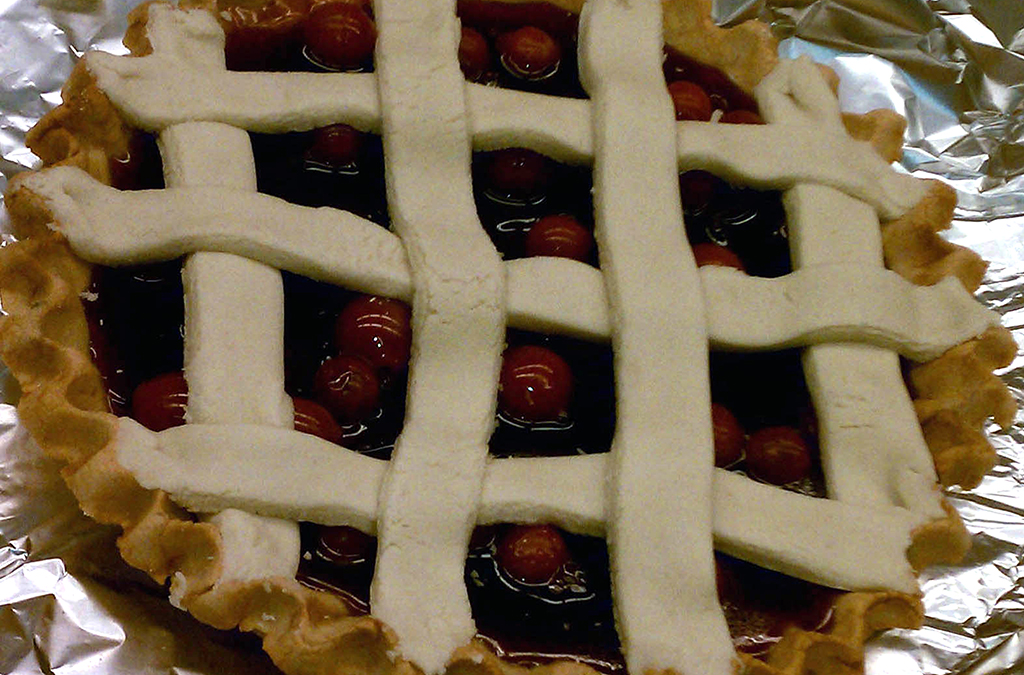 For added realism, weave strips of dough on top of the pie to create a lattice.