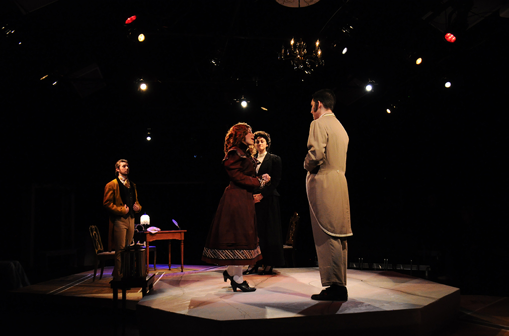 Haley Green and Charles Babbage in Labette County High School's production of Ada and the Engine.