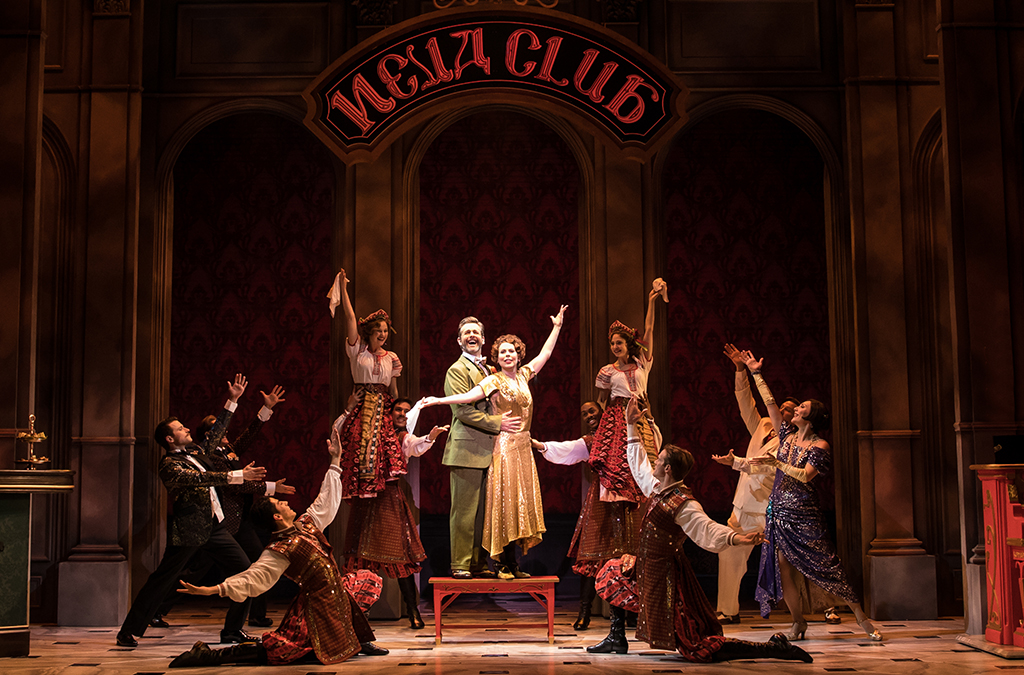 Edward Staudenmayer, Tari Kelly, and the company of the national tour of Anastasia.