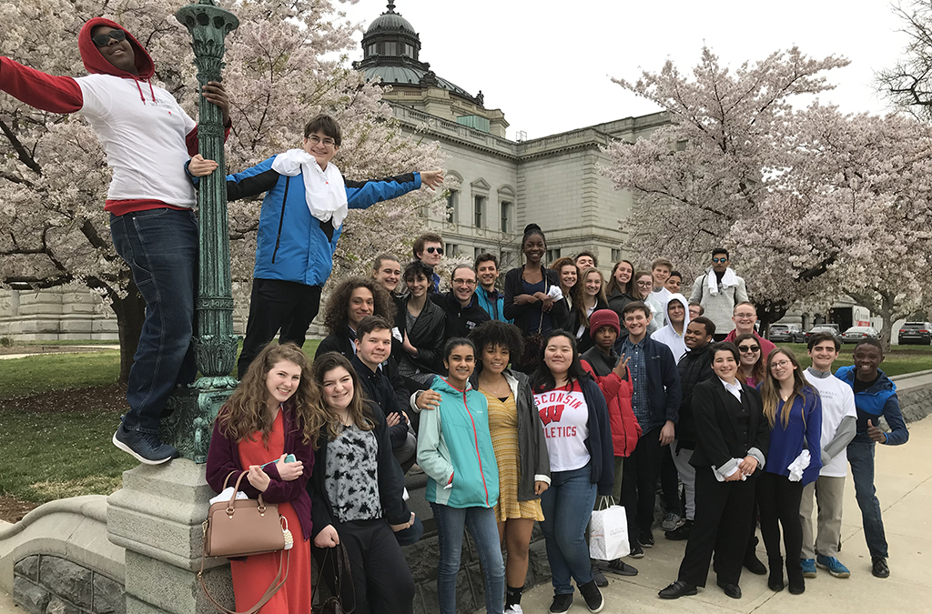 Thespians from Atholton High School outside the Library of Congress before the event.