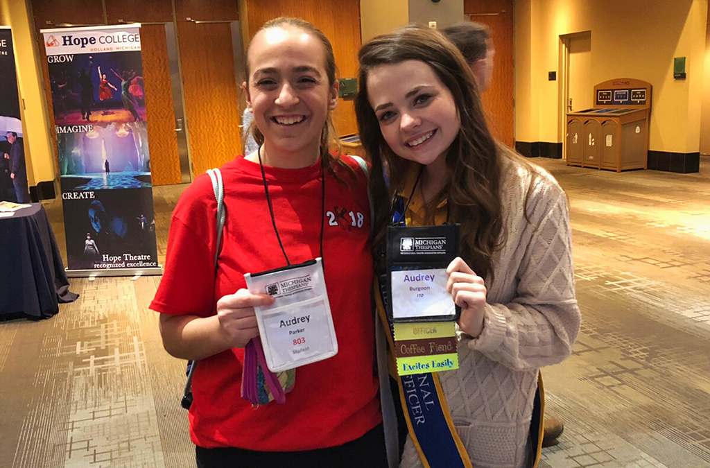 Burgoon befriends another Audrey at the Michigan State Thespian Festival.