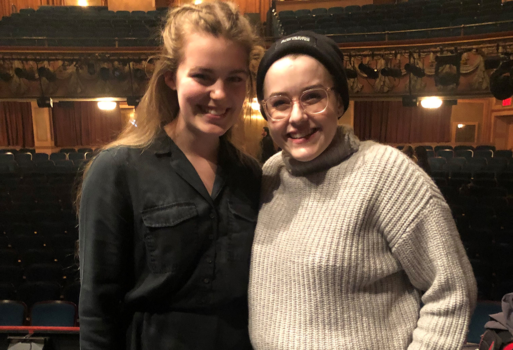 Alaina Bozarth with actress Caitlin Kinnunen, who plays Emma in The Prom.