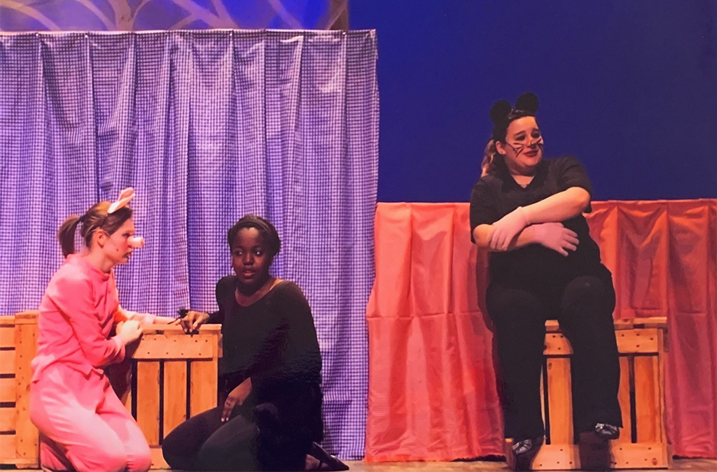 Hannah Ayars, Simone Parrish, and Nina Cleary in the Bordentown Regional High School production of Charlotte’s Web directed by Madison Parrotta. Photo courtesy of Madison Parrotta.