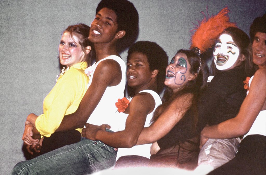 Graham, second from left, with his castmates in a Walnut Hills High School production of Carnival! in the late 1970s.
