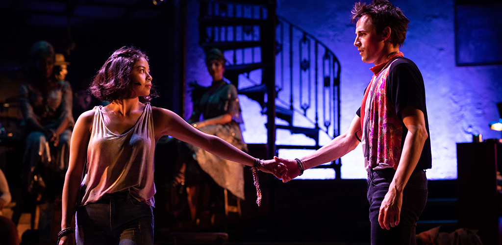Eva Noblezada and Reeve Carney in Hadestown.