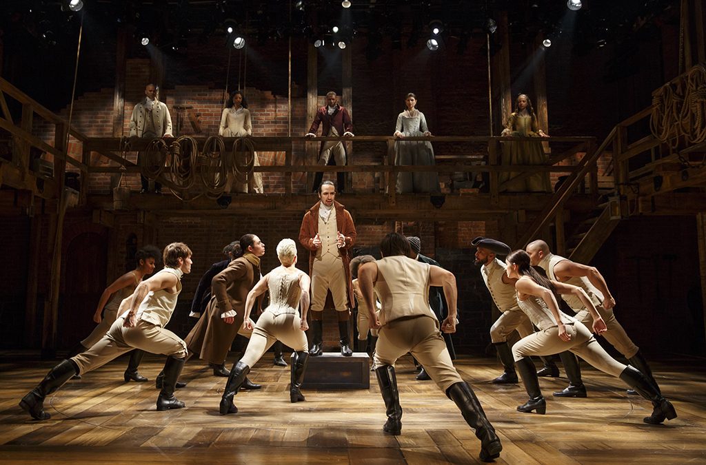 Lin-Manuel Miranda and the company of Hamilton.