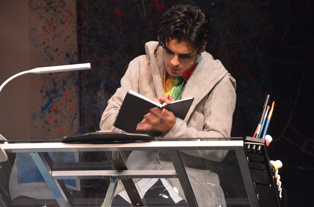 Nathan Ayala in Garden City High School's production of Hamlet. Photo by Karime Loya.