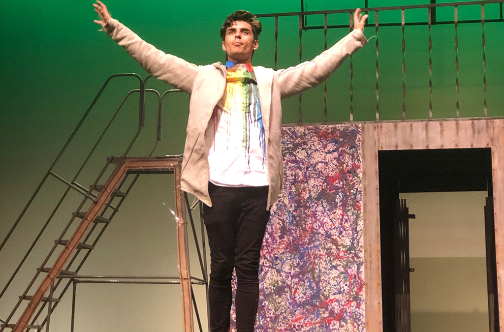 Nathan Ayala as Hamlet in Garden City High School's production of Hamlet. Photo by Karime Loya.