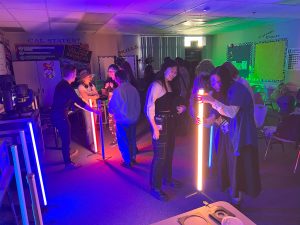 Students experimenting with lighting design at the California State Thespian Festival Workshops