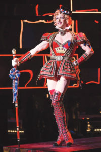Paul Canaan in costume as one of the Angels in Kinky Boots on Broadway