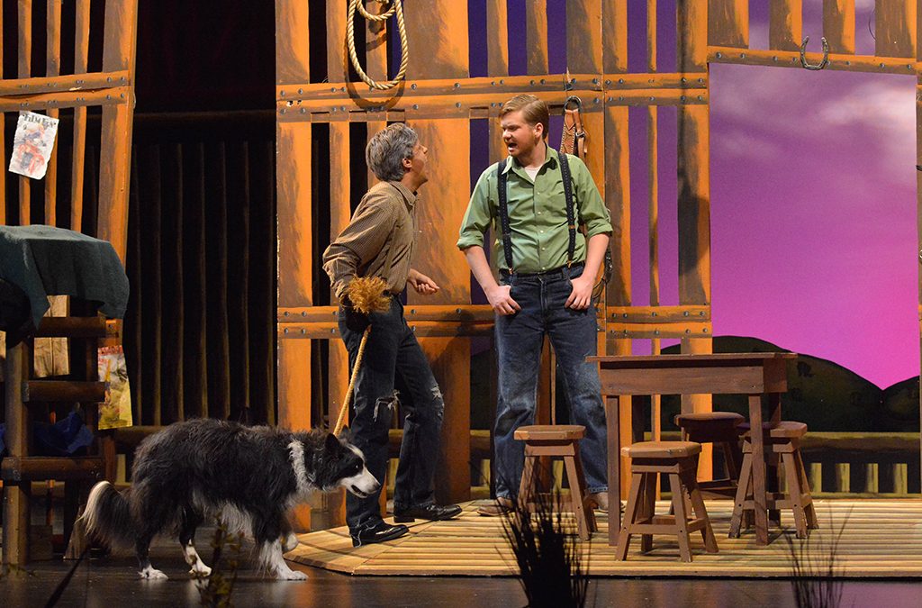 When actors are well rehearsed and know their lines, they can be fully in the moment onstage. Photo from the 2014 Las Vegas Academy of the Arts production Of Mice and Men, presented at the 2014 International Thespian Festival.