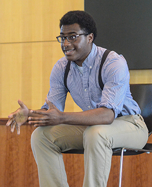 A student performs his monologue at the International Thespian Festival.