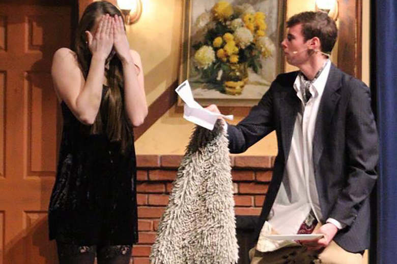 Meghan Smith and Kade Goss in McPherson High School's production of Noises Off.