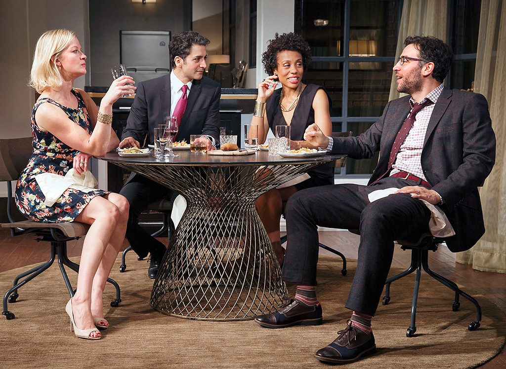 Gretchen Mol, Hari Dillon, Karen Pittman, and Josh Radnor in Disgraced.