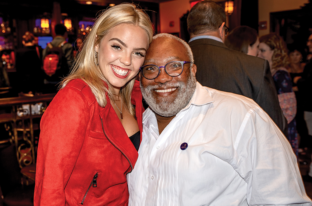 Rapp with Corey Mitchell, her former theatre teacher and director of Troupe 5634, at the Educational Theatre Foundation 2018 Broadway Back to School benefit.