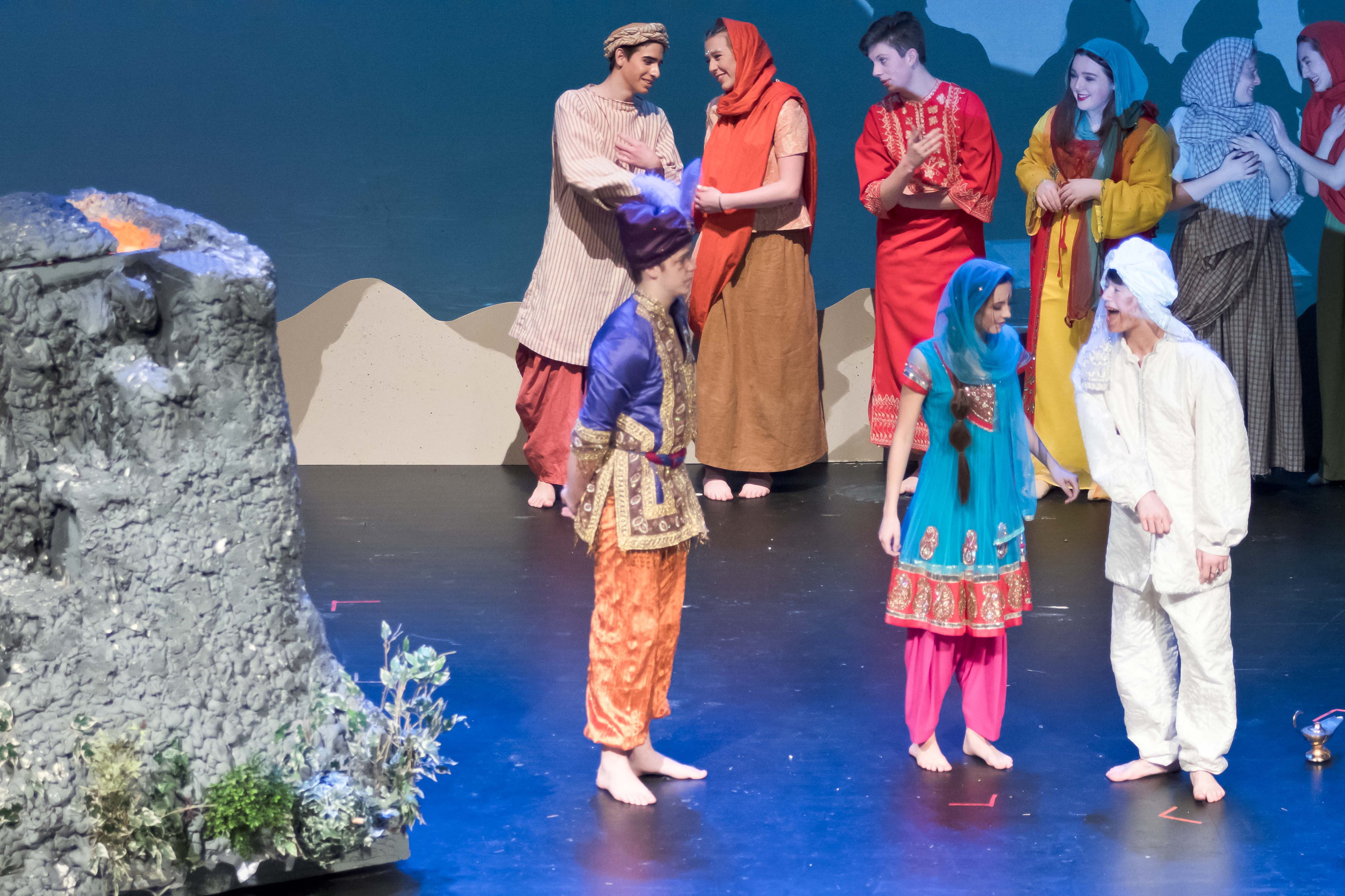 The company of Carmel High School's production of Aladdin and the Wonderful Lamp.