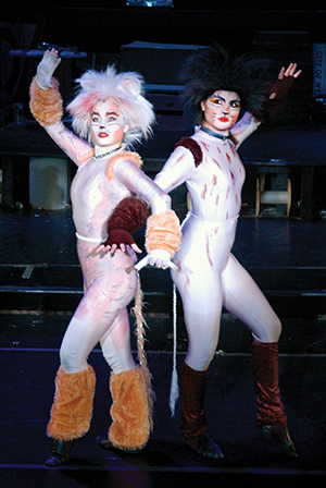 Philippa Soo (right) as Demeter in Cats.