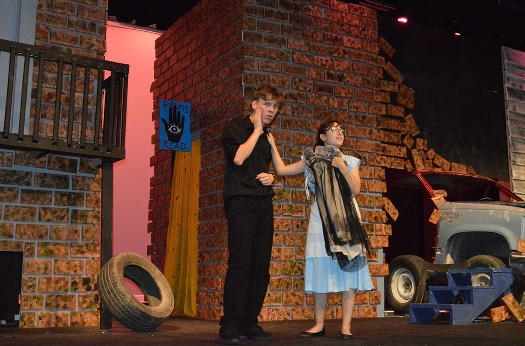 Damian Wight and Chantal Charles in the McAllen (Texas) Memorial High School production of The Brothers Grimm Spectaculathon.
