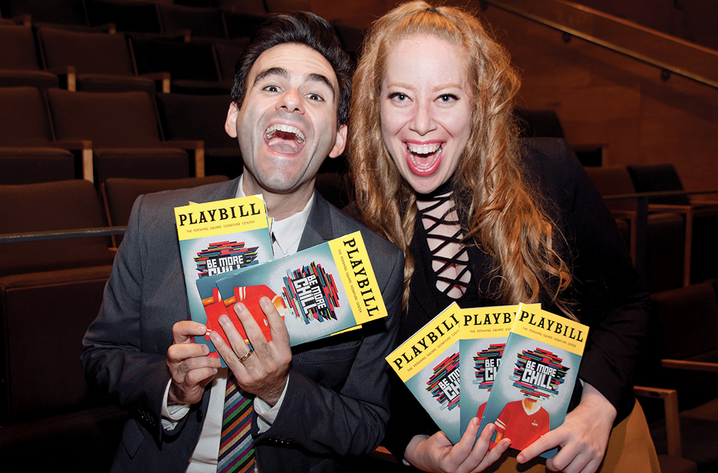 Joe Iconis and Jennifer Ashley Tepper at the Signature Center during the Off-Broadway run of Be More Chill.