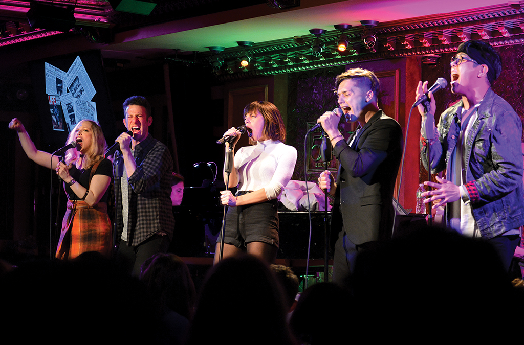 Lauren Marcus, Nick Blaemire, Krysta Rodriguez, Andy Mientus, and George Salazar in Tepper's production of The Jonathan Larson Project.