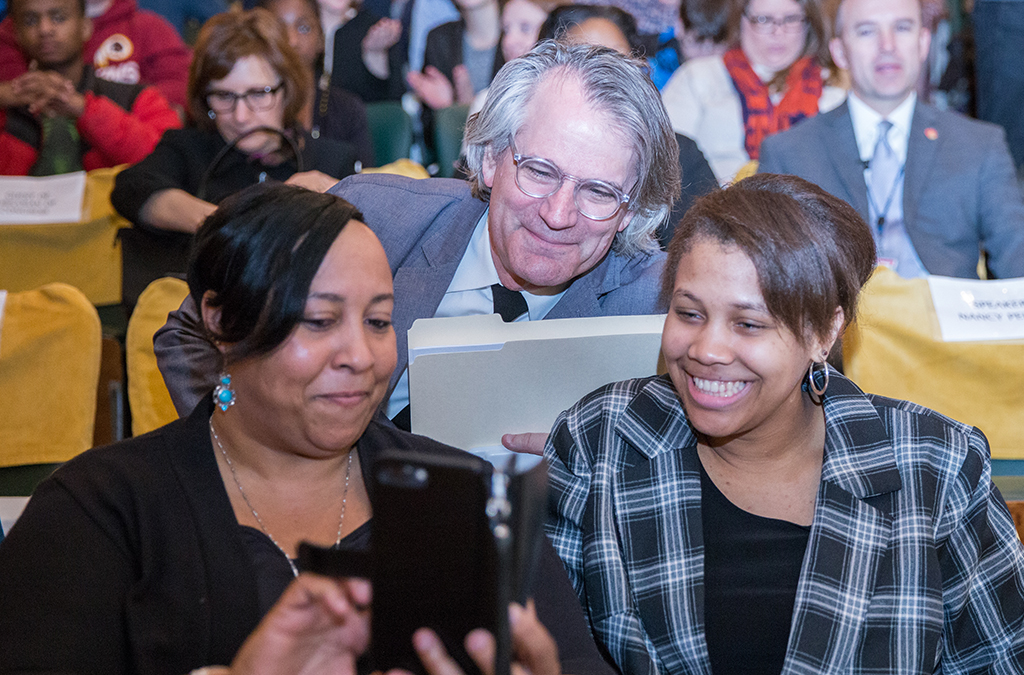 Helen Evans, To Kill a Mockingbird director Bartlett Sher, and Thespian Brannon Evans before the performance.