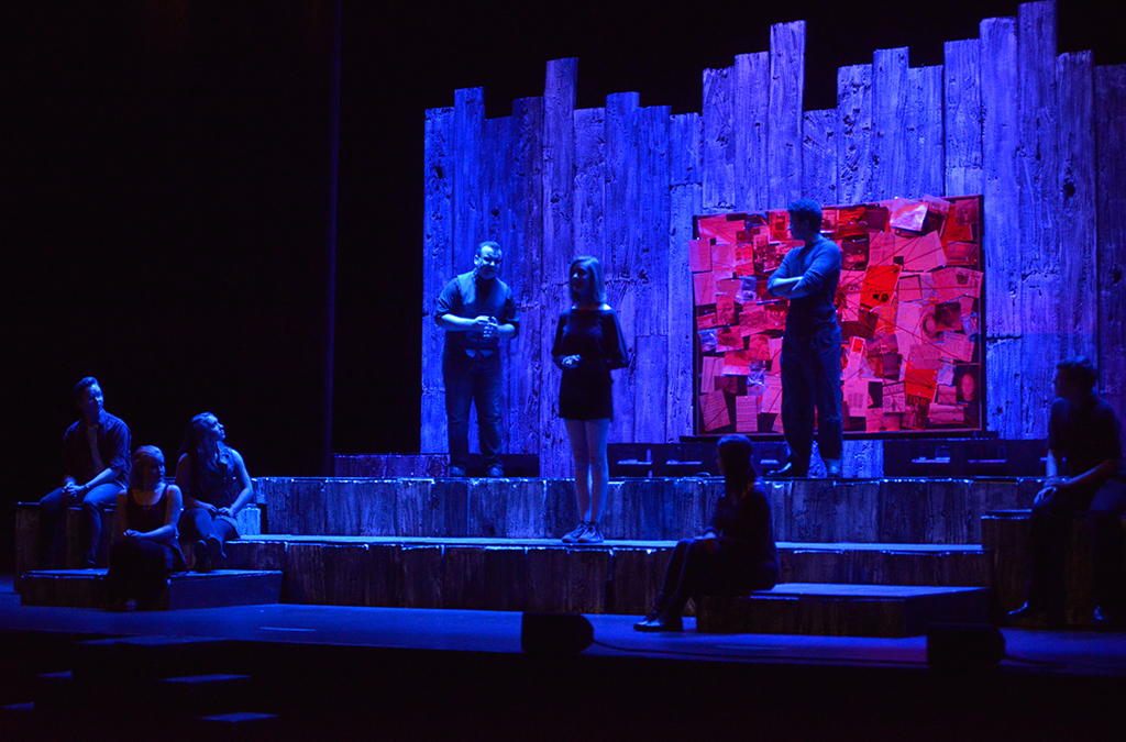 Olathe South High School's production of Trap created a mood and environment rather than a realistic setting, with nary a flat in sight.