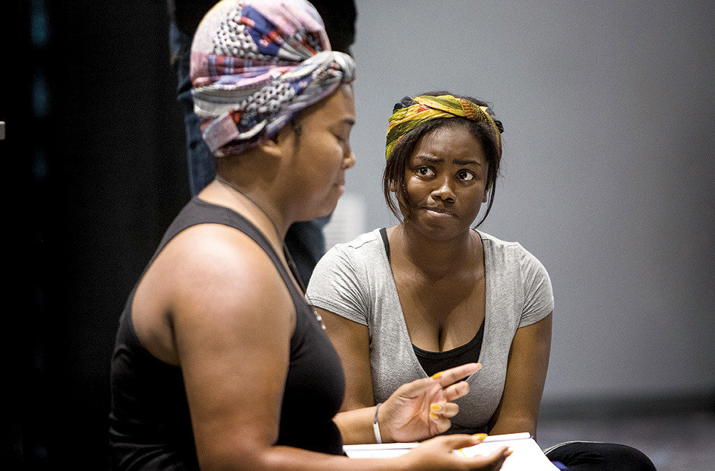 Kelly Bolden and Myah Lumford in the 2018 International Thespian Festival staged reading of Umtya.