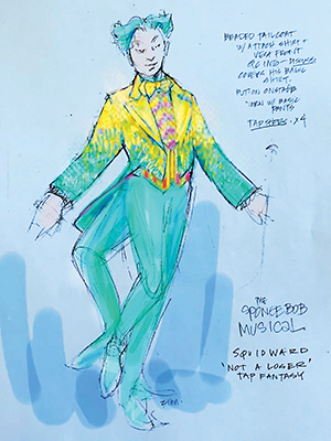 David Zinn's costume rendering for Squidward in SpongeBob SquarePants.